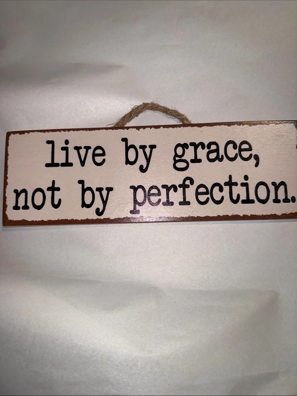 Live by Grace Not by Perfection Wall Sign - Cream and Brown
